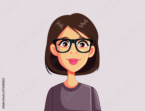 Portrait of a Young Woman Wearing Glasses Vector Illustration