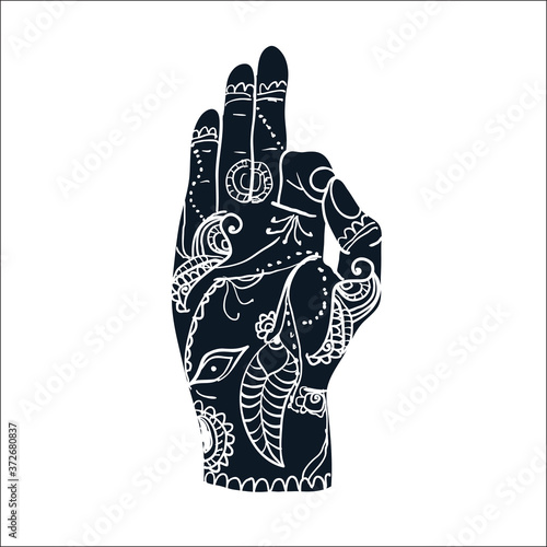 Beautiful flat linear yoga meditation hand gestures round icons set. Vector Indian Jnana Mudra positions of hands and fingers outline insignia badges collection. Ideal for yoga classes, spa center and