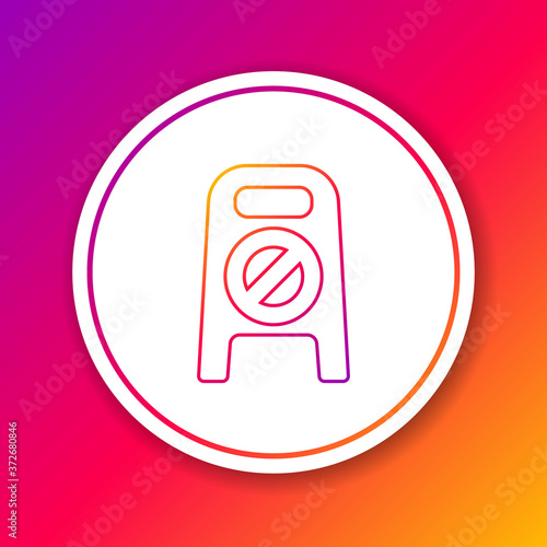 Color line Wet floor and cleaning in progress icon isolated on color background. Cleaning service concept. Circle white button. Vector Illustration.