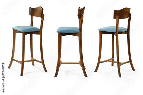 Single chair at different angles on a white background