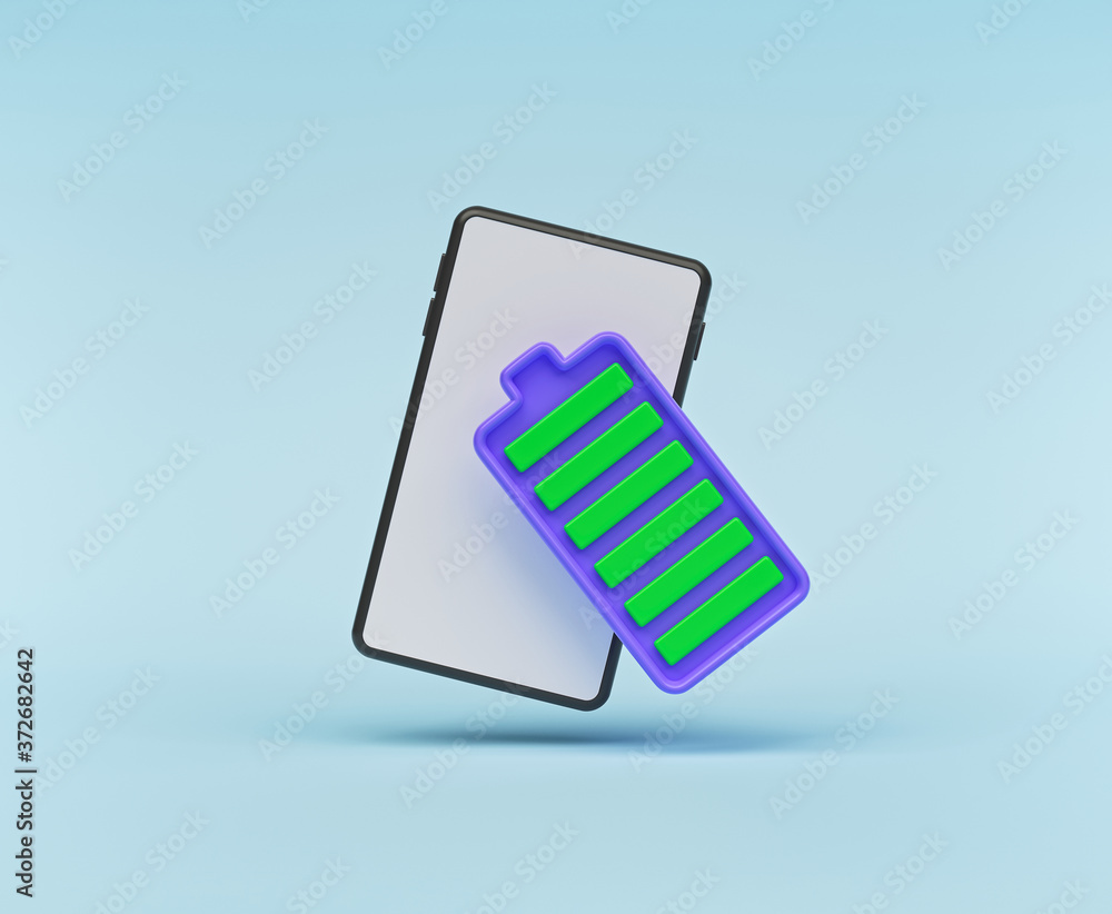 smartphone battery concept. minimal style. 3d rendering