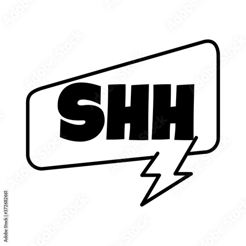 speech bubble with shh word pop art line style