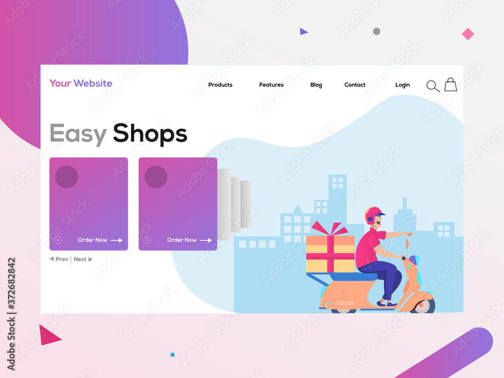 Delivery man web design concept. Flat vector illustrations Delivery man web design concept. Flat vector illustrations