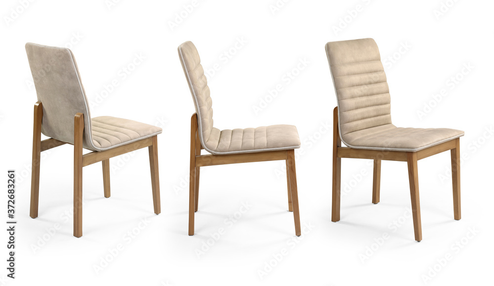 Obraz premium Single chair at different angles on a white background