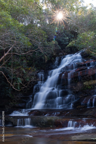 Sunlight at Somersby middle waterfall  Sydney  Australia.