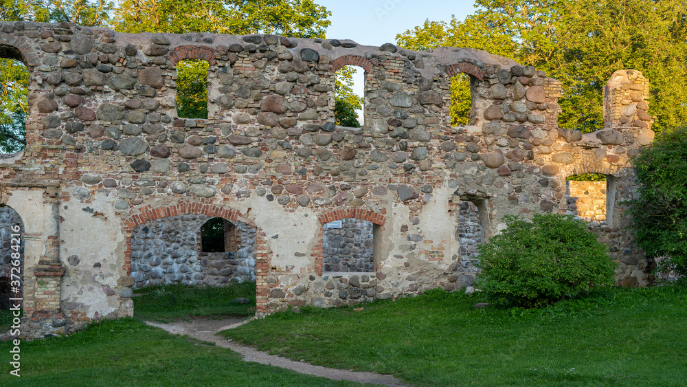Ruins of an Ancient Medieval Castle Dobele Latvia. the Historical Region of Zemgale, in Latvia, Was Built in 1335 by the Livonian Ordern. Ruins of an Ancient Medieval Castle Dobele Latvia. the Historical Region of Zemgale, in Latvia, Was Built in 1335 by the Livonian Ordern.