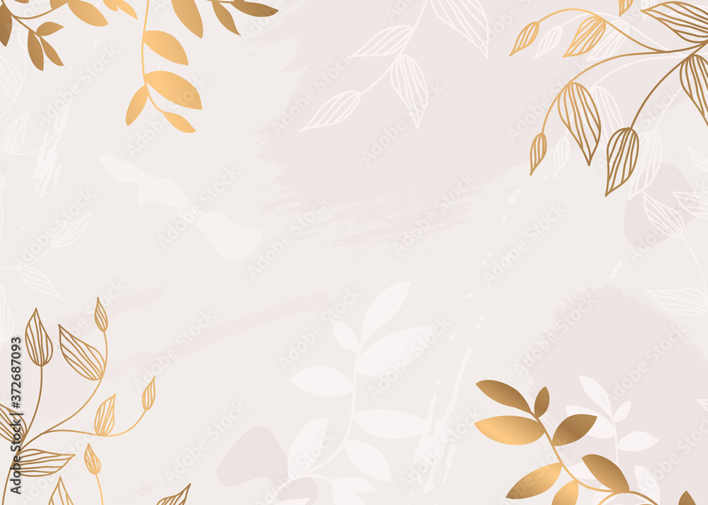 Abstract gold and pink floral pattern on nude background. Abstract gold ...