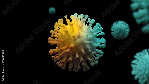 Coronavirus 3d render illustration, with surface structure © Josh