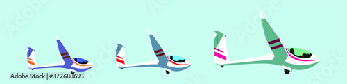set of glider cartoon icon design template with various models. vector illustration
