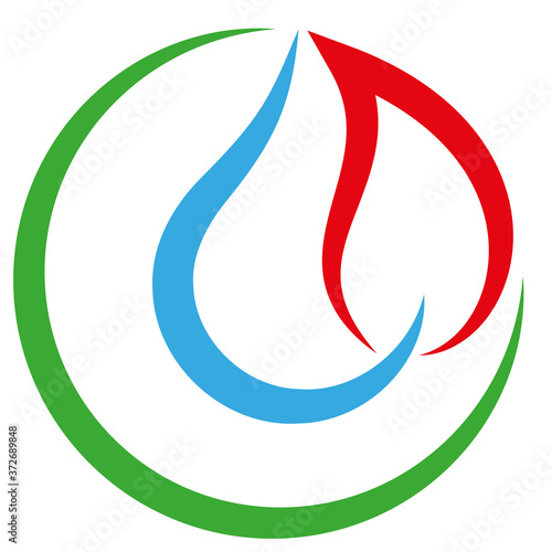 Flamme, Wassertropfen, Installateur, Klempner, Logo, Icon