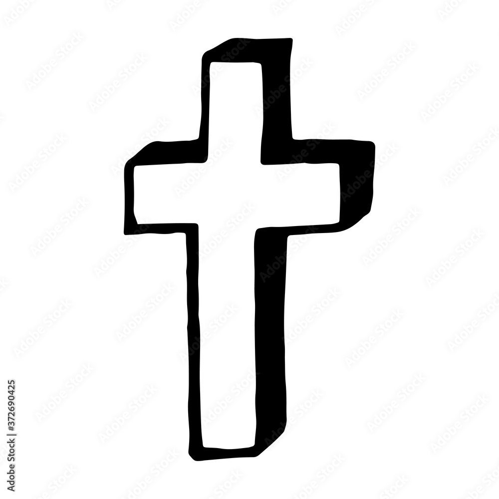 Halloween vector illustration. Hand drawn cross isolated on white background. Spooky element for banner, poster, invitation or festive decoration Halloween vector illustration. Hand drawn cross isolated on white background. Spooky element for banner, poster, invitation or festive decoration