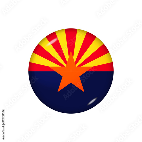 Round flag of Arizona. Vector illustration. Button, icon, glossy badge