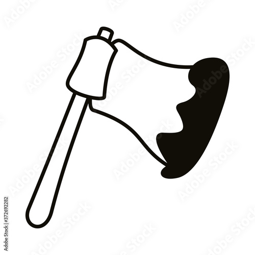 halloween ax with blood line style icon