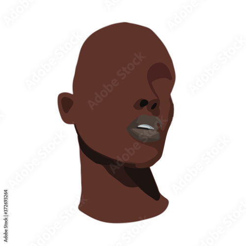 Silhueta de uma mulher negra, com rosto em branco, expressando sensualidade e mistério. Ilustração vetorial