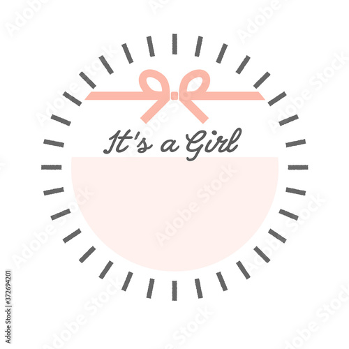 It's a Girl. Baby Shower.  シンプルでかわいい女の子の赤ちゃん用素材 - ピンク：グリーティングカード・出産報告・ネームプレート・名札・バナー