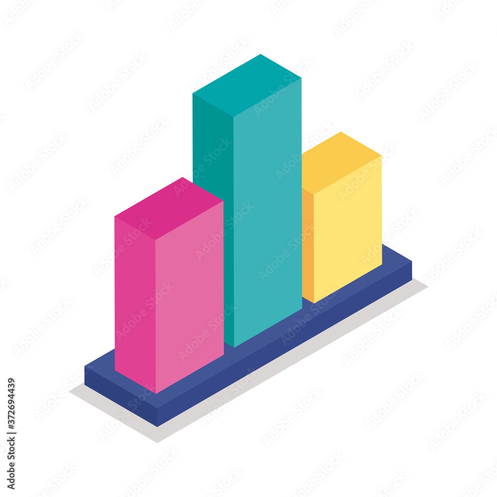 Bars chart isometric line style icon vector design Bars chart isometric line style icon vector design