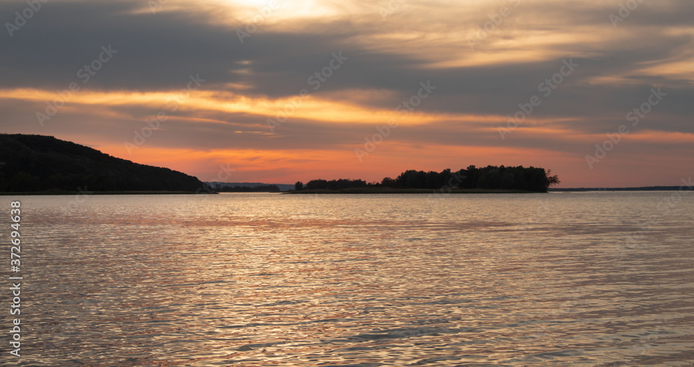 sunset over the river