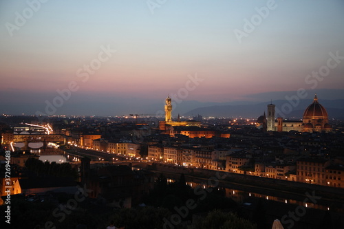 Landscape of Florence with Florence Duomo seen from Michelangelo square during sunset, Tuscany, Italy