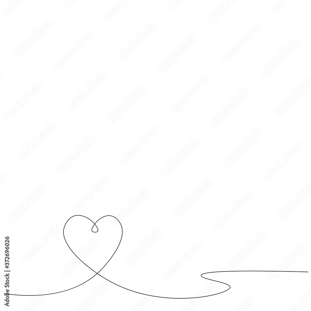 Heart one line drawing background design. Vector illustration