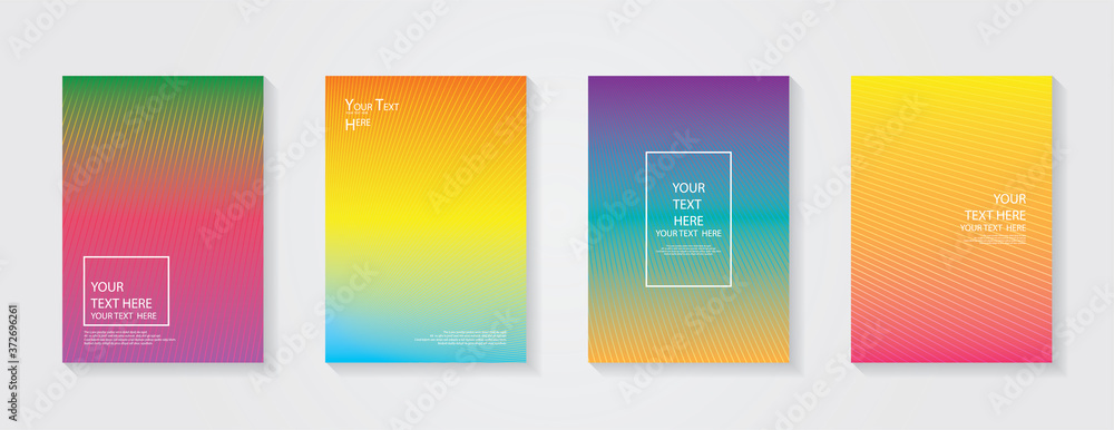 Plakat Minimal modern cover design. Dynamic colorful gradients. Future geometric patterns. Blue, pink, yellow, green, orange, purple placard poster template.