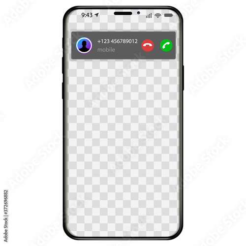 incoming call screen display from smartphone. how to answer phone mobile application user interface. vector illustration