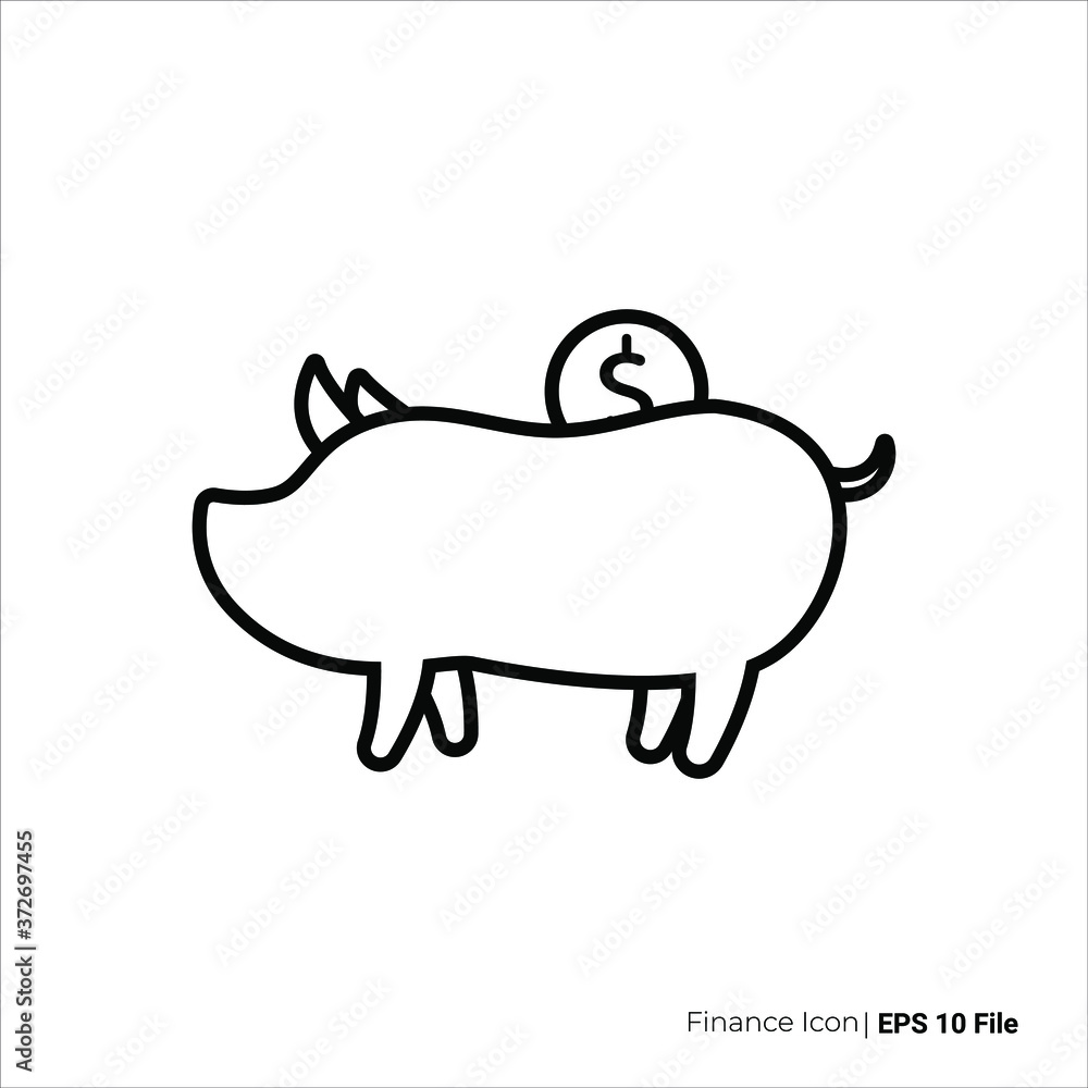 Piggy bank icon outline. Piggy bank icon vector design. isolated on white background Piggy bank icon outline. Piggy bank icon vector design. isolated on white background