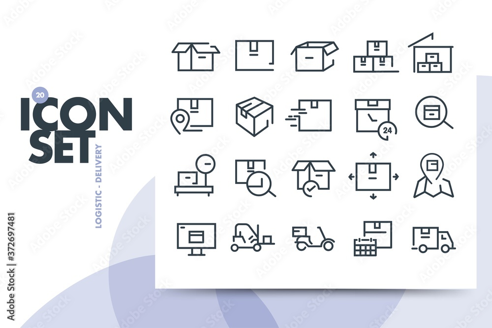 Collection of delivery and logistic thin line vector icons. Logistic ...