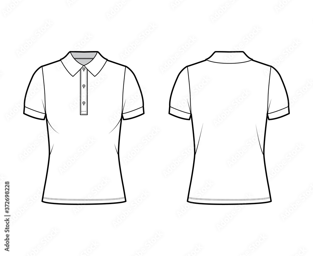 Polo shirt technical fashion illustration with cotton-jersey short ...