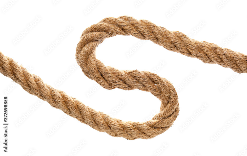 Obraz premium Long rope on white background