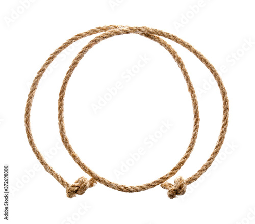 Frame made of rope on white background