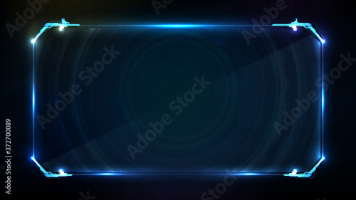 abstract futuristic background of blue glowing technology sci fi frame hud ui