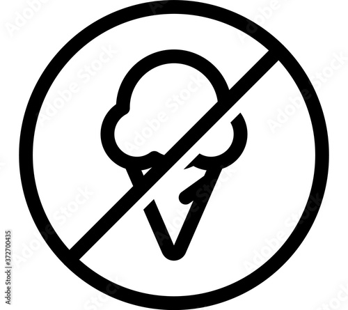 Icecream Prohibition Flat Icon Isolated On White Background