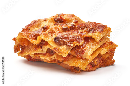 Lasagna, Traditional homemade italian dish, isolated on white background