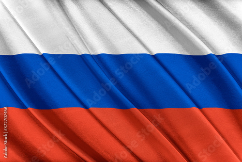 Colorful Russia flag waving in the wind. High quality illustration.