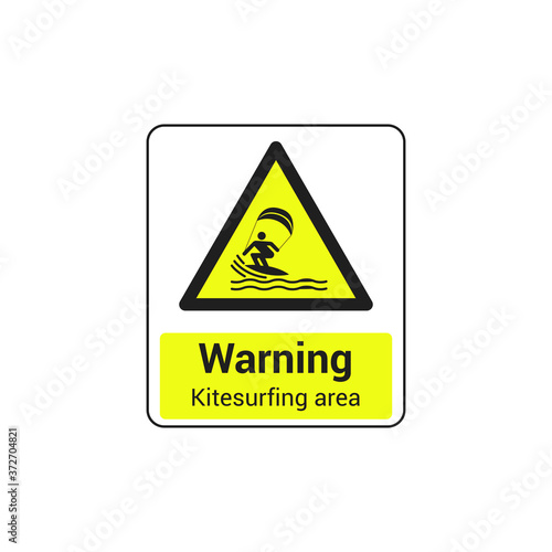 Kitesurfing Area Sign Vector Isolated On White Background. Warning Symbol Vector Icon