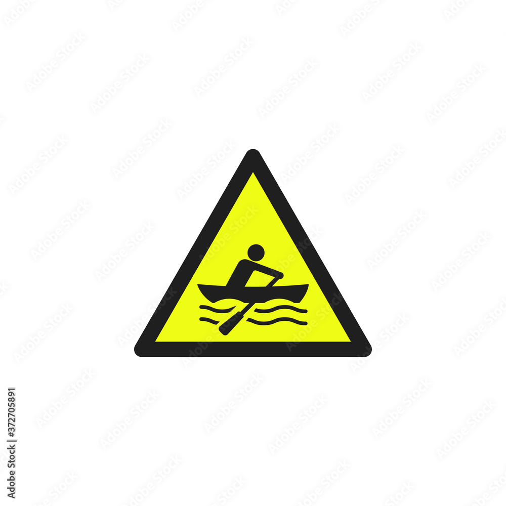 Warning Rowing Area Sign Vector. Caution Symbol Vector Icon Warning Rowing Area Sign Vector. Caution Symbol Vector Icon