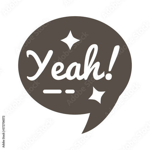slang speech bubble with yeah word silhouette style