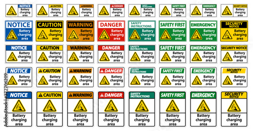Battery charging area Sign on white background