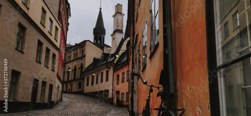 Canvas Print narrow street in stockholm