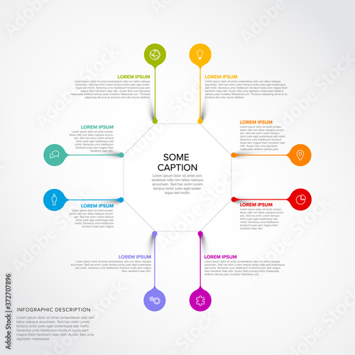Eight elements infographic with droplet pointers