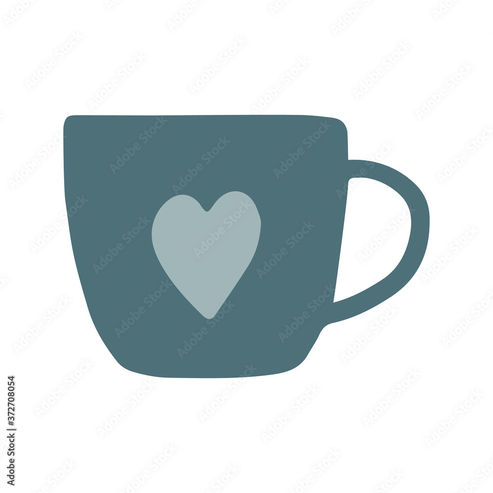 Single design element tea or coffee cup. Flat style hand drawn illustration for sticker, pattern, logo design, clothes design and other autumn design. Hygge home illustration. Single design element tea or coffee cup. Flat style hand drawn illustration for sticker, pattern, logo design, clothes design and other autumn design. Hygge home illustration.
