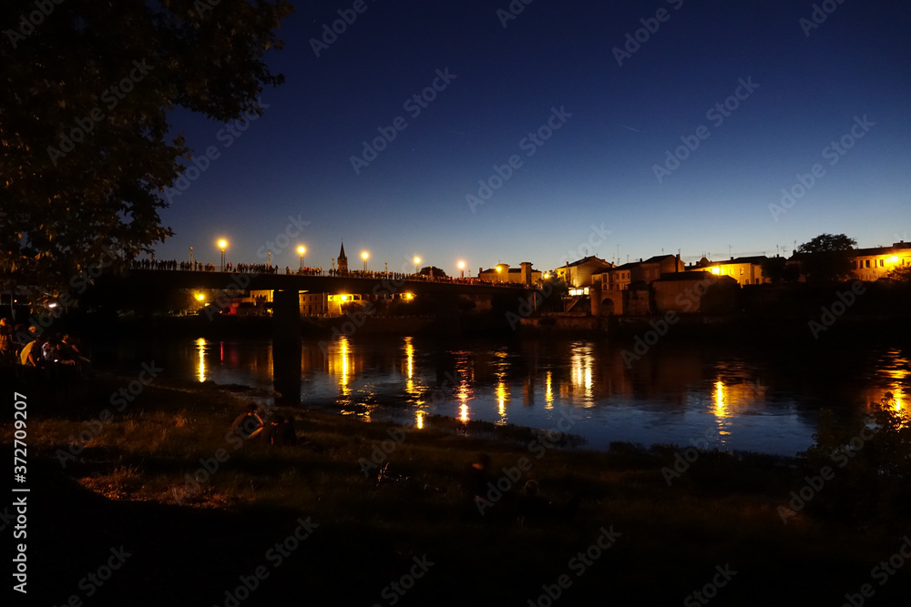 Fototapeta premium French river at night waiting for the fireworks