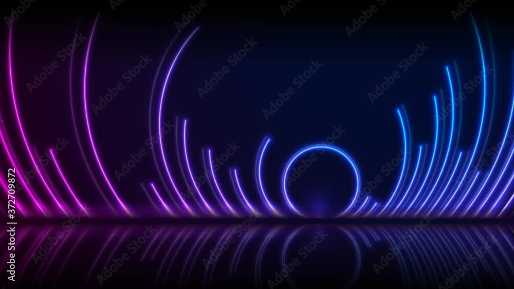 Vidéo Stock Blue and ultraviolet neon laser circles with reflection ...