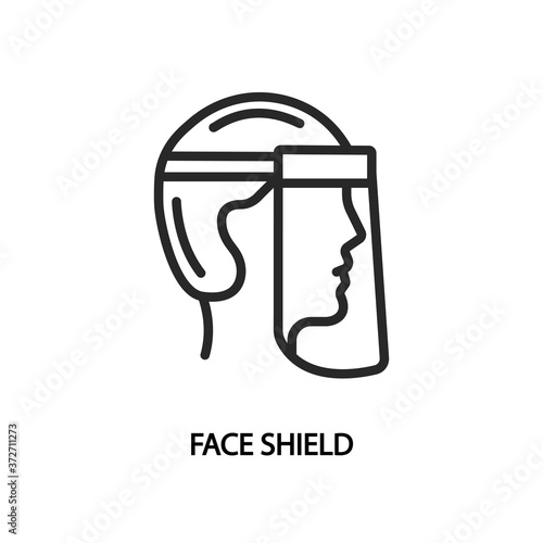 Face shield line flat icon. Protective plastic mask symbol
