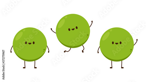 Peas character design. Peas on white background.