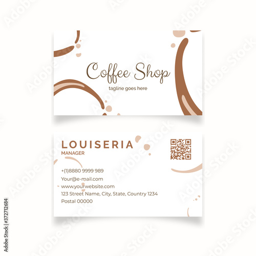 Minimalist abstract Cafeshop with chocolate texture business card template photo