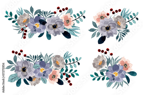 Floral bouquet collection with watercolor © Asrulaqroni