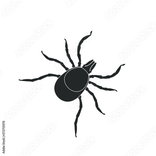 Mite graphic icon. Mite black sign close up isolated on white background. Vector illustration