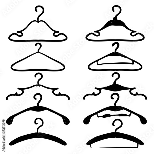 hand drawn suit hanger icon illustration vector doodle