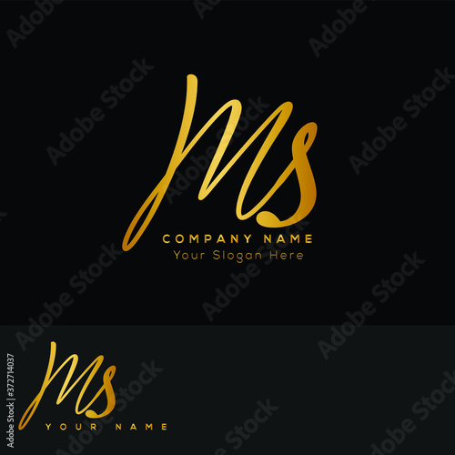M S MS  Initial letter handwriting and signature logo. Beauty vector initial logo .Fashion, boutique, floral and botanical	